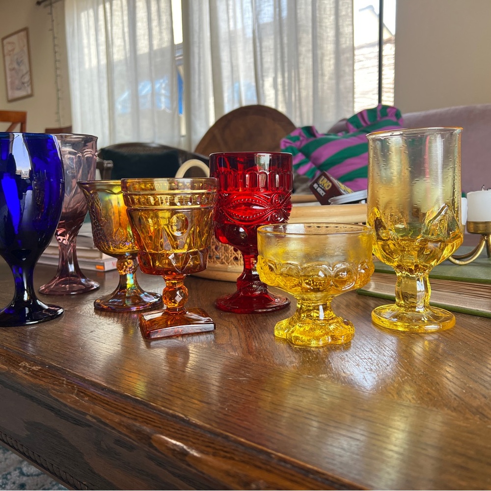 Seven Mismatched Vintage Glassware